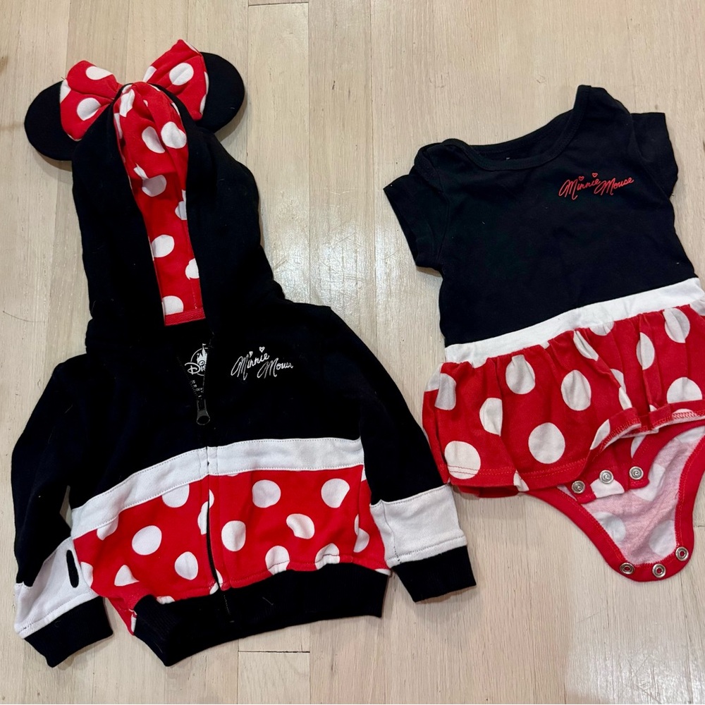Disney Minnie Mouse Red and Black Baby Outfit